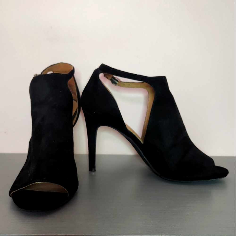 Christian Siriano for Payless Black Suede Peep-Toe Pumps
